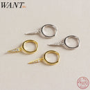 WANTME Genuine 100% 925 Sterling Silver Jewelry Minimalist Triangle Pave Crystal Zircon Dangle Tassel Stud Earrings for Women