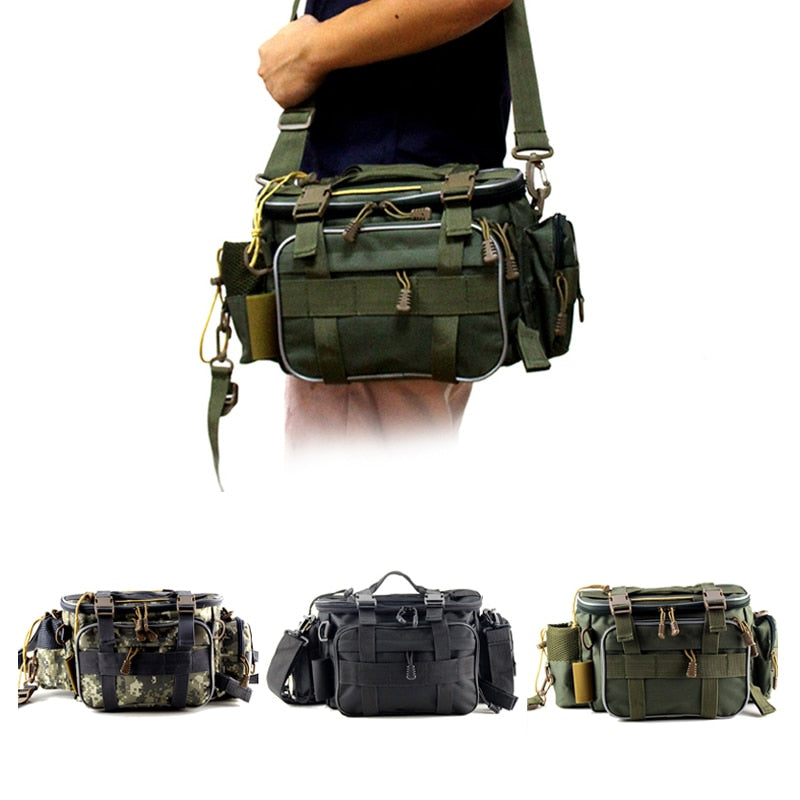 Bolsa de pesca impermeable multifuncional, riñonera para deportes al aire libre, Señuelos de Pesca, bolsa de almacenamiento de equipo, bolsas cruzadas individuales X448