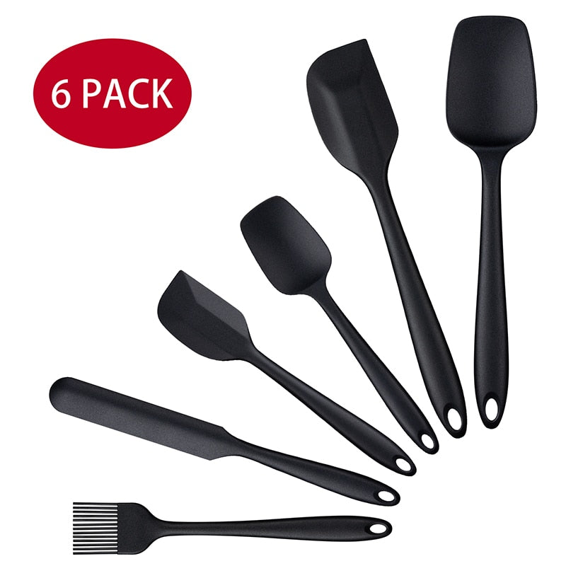 6 Pcs Kitchen Utensils Set Kitchenware Spatula Spoon Scraper Brush Tools Silicone Baking Cooking Cake Accessories