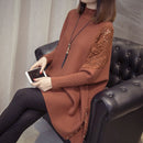 2022 Herbst und Winter neue lose Pullover Mantel Frauen halbhoher Kragen Pullover Wrap Swing Perlenstickerei
