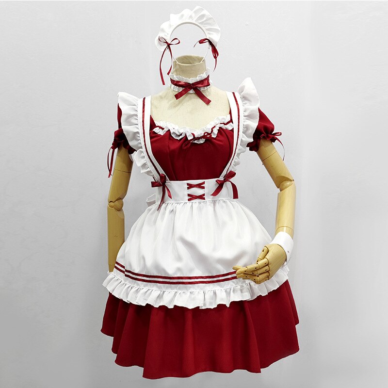 Amine Black Cute Lolita French Maid Cosplay Kostüm Kleid Mädchen Frau Kellnerin Maid Party Bühnenkostüme