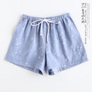 Paar Pyjamas Sommer Baumwolle Gaze Shorts im japanischen Stil einfache elastische Taille lässig große Gitter Männer und Frauen zu Hause Hosen