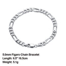 Effie Queen Italien Echt 925 Silber Diamantschliff Figaro Kette Halskette 5mm breit 40-60cm lang Frau Mann Halskette Schmuck Geschenk SC34