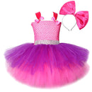 3-lagiges, flauschiges Lol-Überraschungskostüm für kleine Mädchen, Prinzessin, Cosplay-Kleider mit großem Schleifen-Stirnband, Kinder-Mädchen-Kleidung
