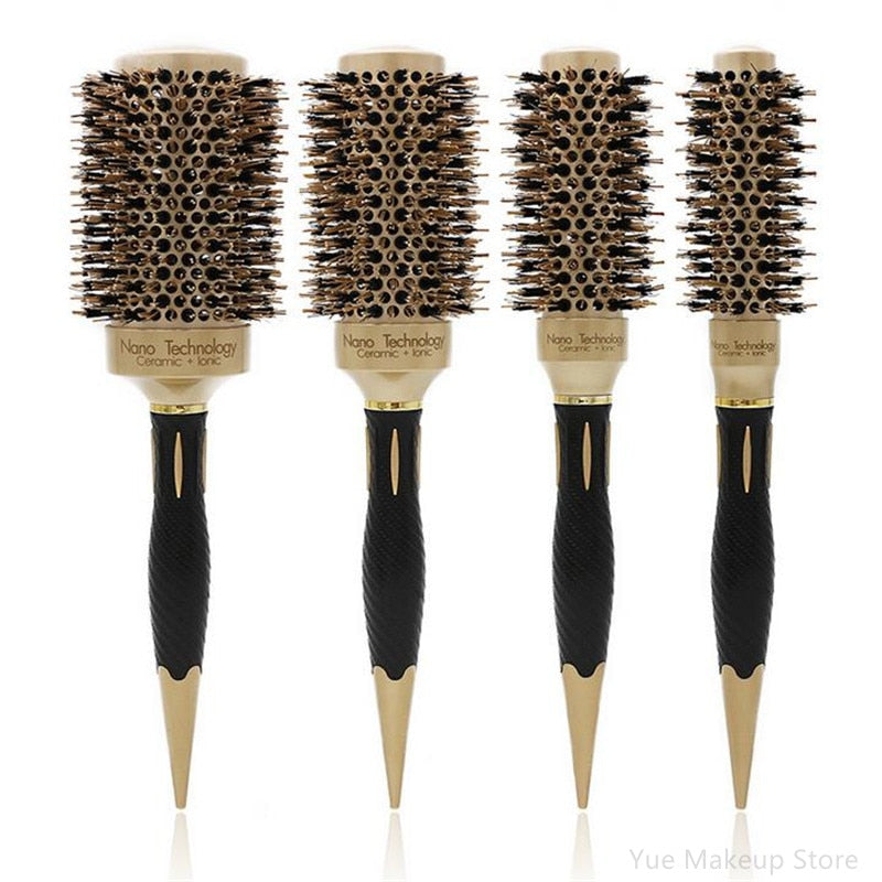 Professional 4 Sizes Round Hair Comb Curling Hair Brushes Comb Ceramic Iron Barrel Comb Hairdressing Styling Tools Wholesale 30#