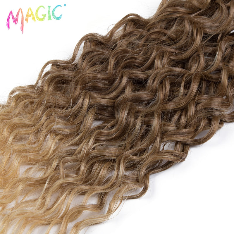 Magic Synthetic  6PCS 24 26 28inches Kinky Curly Hair Bundles Ombre Blonde Color Fake Hair Extensions Curly Hair Accessories