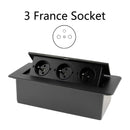 Desktop-Steckdose Tischsteckdose 2 3 DE EU FR-Steckdose mit USB-Aufladung Langsame Pop-up-Abdeckung aus schwarzer silberner Aluminiumlegierung für Besprechungsräume