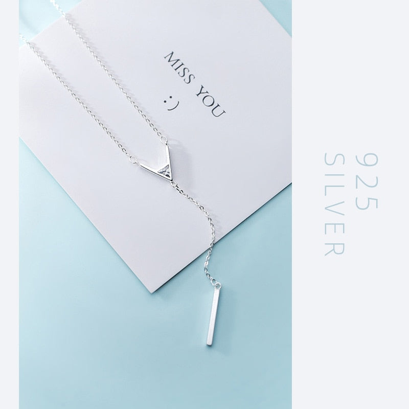 MODIAN New Adjustable Geometric Necklace for Women Real 925 Sterling Silver Letter A-shaped Chain Pendant Necklace Fine Jewelry