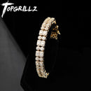 TOPGRILLZ 10mm doble fila circón redondo cuadrado helado oro plata Color personalidad Hip Hop pulseras