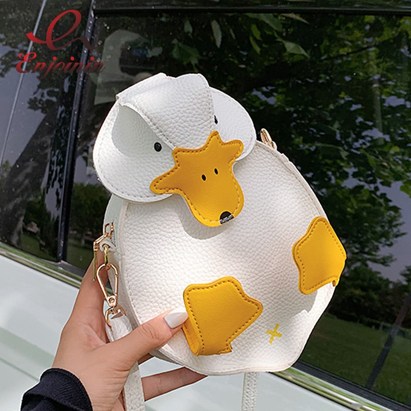 White & Yellow Cute Duck Style Crossbody Bag for Women Fashion Shoulder Bag Purses and Handbag Girl's Clutch Bag Pu Leather 2021