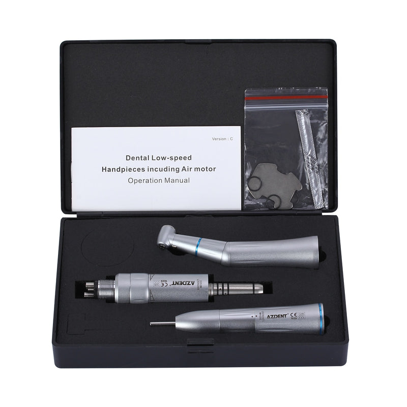 AZDENT Dental 1:1 Contra Angle Straight Nose Cone Air Motor Low Speed Handpiece Inner Water Internal Spray Push Button