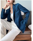 Blauer Blazer für Frauen 2022 Frühling Herbst Trendy Korean Style Luxus Satin Anzugjacke OL Arbeitsmantel Weibliche Oberbekleidung