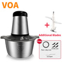 VOA 2 Speeds Electric Chopper Stainless Steel Meat Grinder Mincer Food Processor Slicer  2LCapacity Baby Supplement Machine