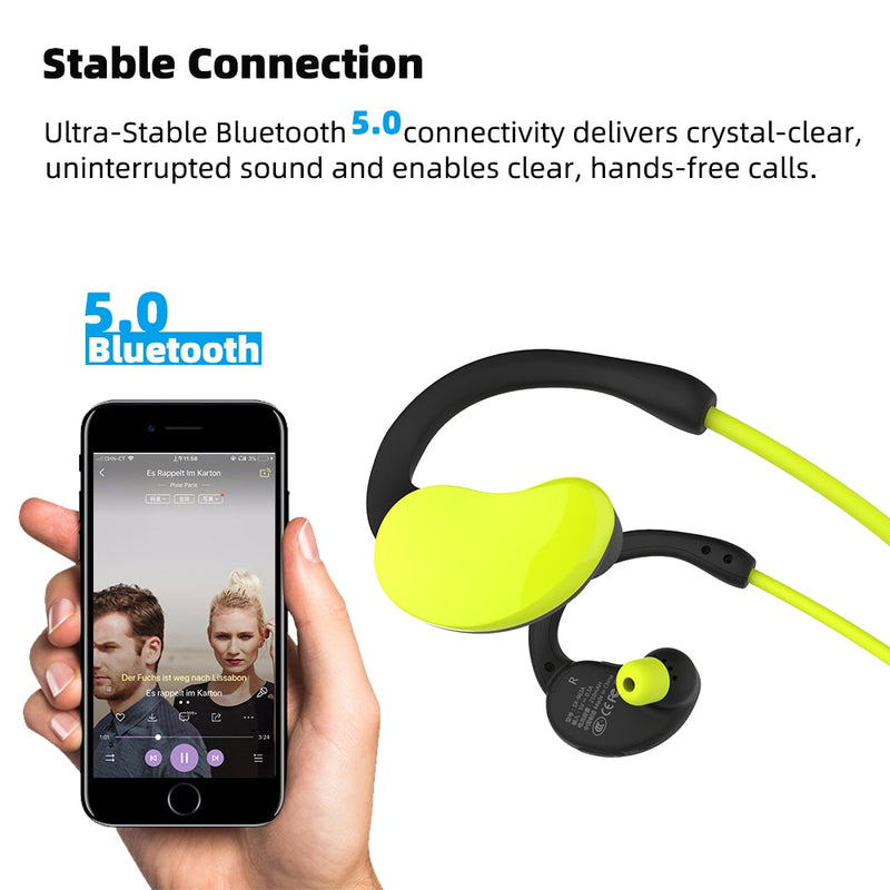 Arikasen sport MP3 Player headphone 32 GB Water Resistant bluetooth earphone 10 hours time wireless headset with micphone stereo