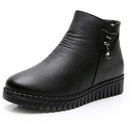GKTINOO 2022 Damen Schneestiefel Winter Flache Absätze Stiefeletten Damen Warme Plateauschuhe Leder Dicker Pelz Booties