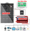 Panel Solar ETFE de 600w y 1200w, 12v, sistema fotovoltaico para el hogar, inversor, Kit completo, cargador de batería de celda Solar para coche, barco, Camping