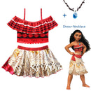 2020 Prinzessin Moana Cosplay Kostüm für Kinder Vaiana Kleid Kostüm mit Halskette für Halloween Kostüme für Kinder Mädchen Geschenke