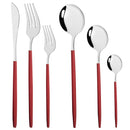 36Pcs/Set Red Gold Cutlery Set Stainless Steel Dinnerware Set Knife Fork Coffee Spoon Tableware Set Kitchen Dinner Tableware Set