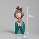 Nette kreative Blumenstrauß-Mädchen-Verzierungs-Skulptur-Statuengeschenke Wohnzimmer Fernsehschrank Blumenarrangement Moderne Hauptdekoration