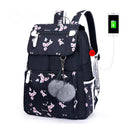 OKKID Schultaschen für Mädchen weiblicher Laptop-Rucksack USB-Rucksack Kinderrucksäcke süße Katze Schulrucksack für Mädchen Taschenpack
