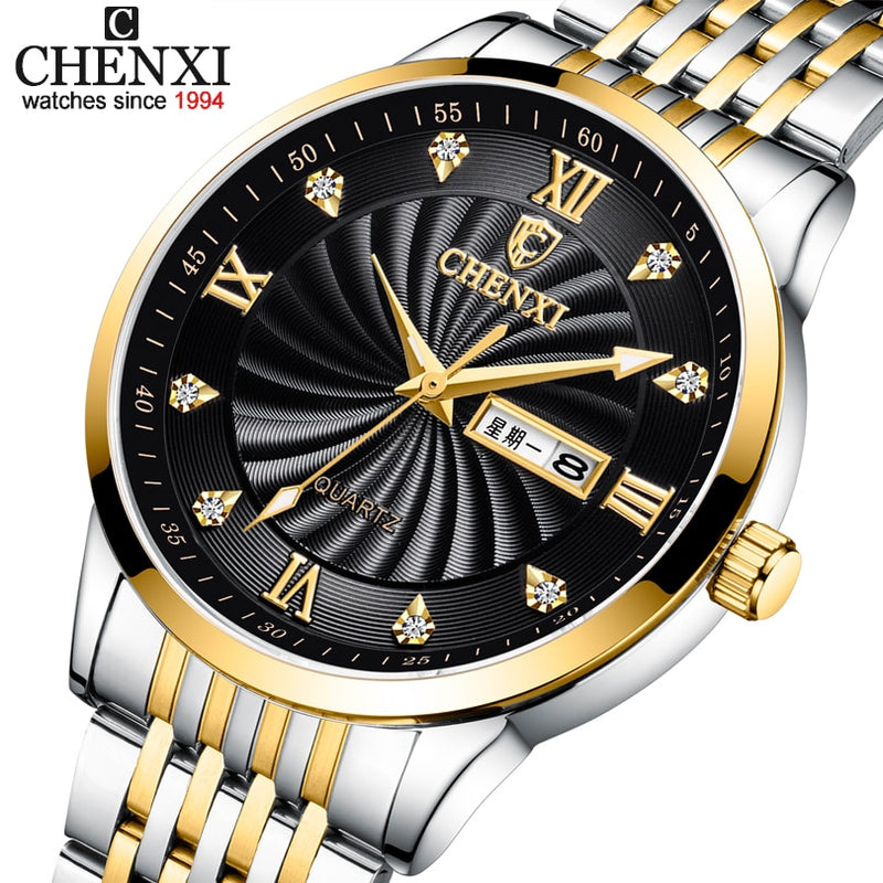 CHENXI New Couple Watches Luxury Brand Women or Men Watches Quartz Date week Clock Wristwatches Female Waterproof Montre Femme