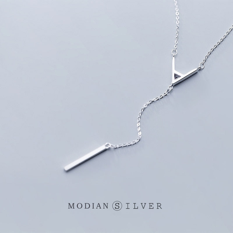 MODIAN, nuevo collar geométrico ajustable para mujer, collar con colgante de cadena en forma de letra A de Plata de Ley 925 auténtica, joyería fina