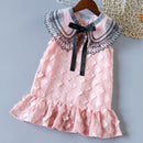 Humor Bär Sommer neue ärmellose süße Mädchen Kleid Kleinkind Kind Prinzessin Party Kleid Druck zurück Schleife Baby Kinderkleidung