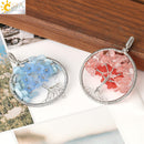Collar con colgante de árbol de la vida CSJA, piedra Natural, envoltura de alambre de Color plateado, cuentas de Chip de cristal de cuarzo, joyería de Reiki de flor para mujer G306