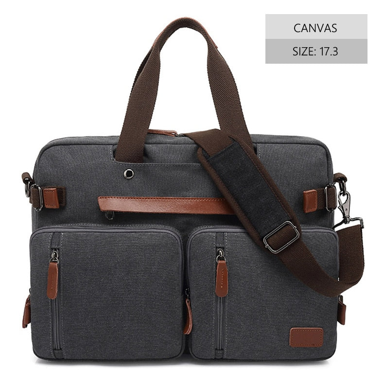 Men Canvas Work Bag Briefcase Travel Messenger Shoulder Bag Multifunction Tote Handbag Big Casual Business Laptop Pocket XA284ZC