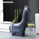 Giraffe Ceramic Flower Pot Animal Flowerpot Fawn Vase Succulent Cactus Plant Potted Flower Arrangement Home Desktop Decoration