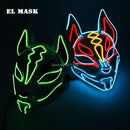 Anime Expro Decor Japanische Fuchsmaske Neon Led Licht Cosplay Maske Halloween Party Rave Led Maske Tanz DJ Zahltag Kostüm Requisiten