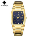Relogio Masculino WWOOR 2022 Neue quadratische Uhr Herren mit automatischem Wochendatum Mann Quarz Armbanduhren Luxus Edelstahl Gold