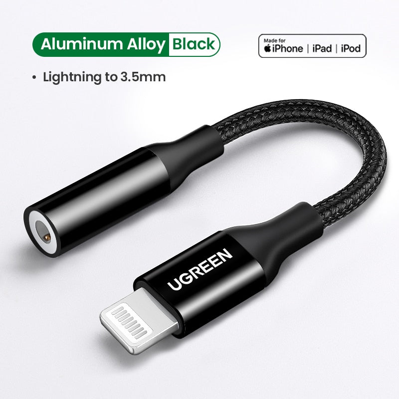 Adaptador UGREEN para iPhones MFi DAC Lightning a adaptador de auriculares de 3,5mm para iPhone 12 11 Pro max xr Cable auxiliar accesorios de teléfono