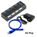 USB HUB 3.0 4 7 Port USB Multi Splitter mit Netzschalter Netzteil Adapter für Macbook PC Computer Laptops Notebook Zubehör