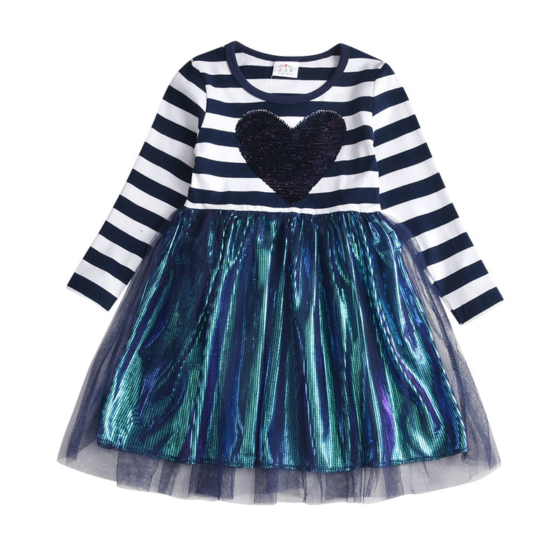 VIKITA Kinder Partykleid für Mädchen Kinder Pailletten Kleider Mädchen Stern Kleid Kleinkinder Freizeitkleider Kinder Herbst Kostüme