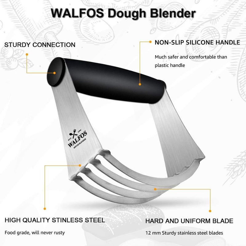 WALFOS Dough Blender Multi-Purpose Pastry Cutter Heavy Duty Stainless Steel and Non-Slip Handle Dough Cutter Perfect For Pastry