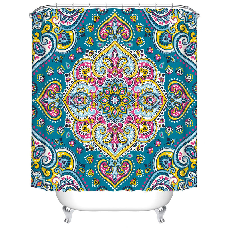 Customized Polyester Shower Curtain Abstract Mandala moon and star bathroom curtain Landscape bath curtain cortinas para bano