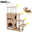 Schnelle Lieferung Haustier Kratzbaum Haus Turm Eigentumswohnung Holz Katze Kratzen Sisalüberzogene Kratzbäume Pads mit Spielball für Katzen Kätzchen