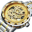 Winner Transparent Diamond Mechanical Watch Skeleton Armbanduhr für Herren Top-Marke Luxusuhren Unisex-Größe Uhr reloj hombre