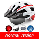 Victgoal casco de bicicleta LED montaña carretera USB recargable luz casco de ciclismo para hombre visera gafas hombres MTB bicicleta casco