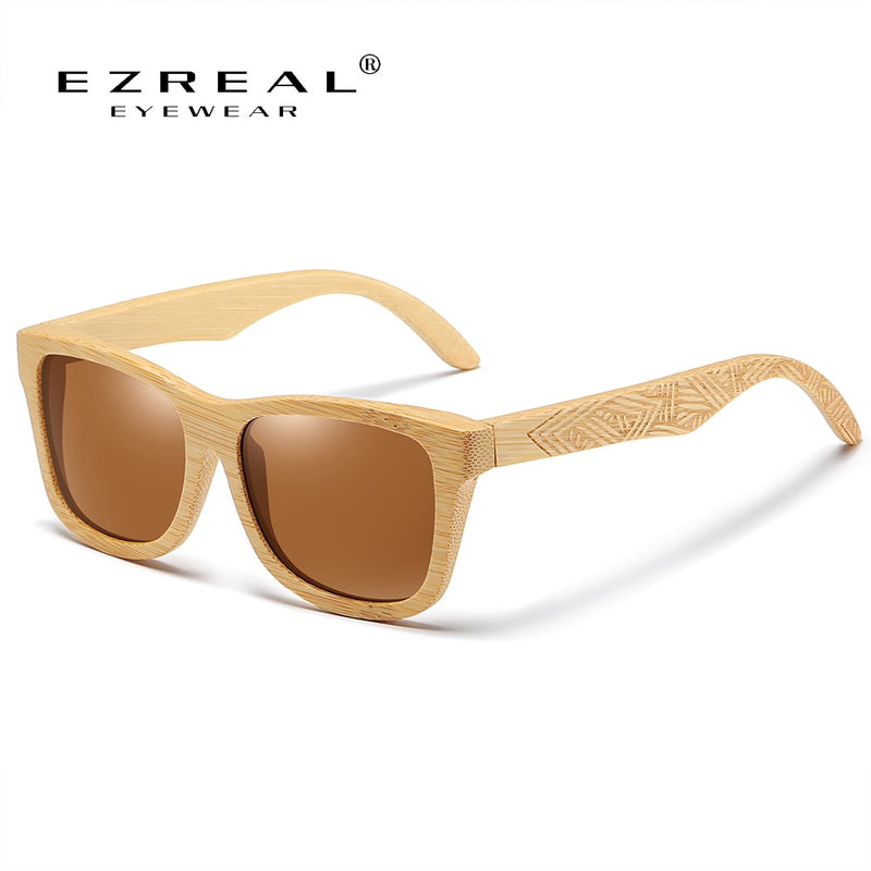 EZREAL Brand Design Handgefertigte Naturholz-Bambus-Sonnenbrille Luxus-Sonnenbrille Polarisierte Holz-Oculos de Sol Masculino