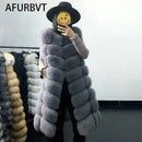Faux Fur Coat Winter Women 2022 Fashion Casual Warm Slim Sleeveless Long Faux Fox Fur Vest Winter Pockets Jacket Women 5XL