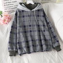Frauen Fleece Hoodies Sweatshirt 2021 Winter Plaid Pirnted Baumwolle Kapuzen Sweatshirt Lässige Lose Kapuzenpullover Oversize Jacke