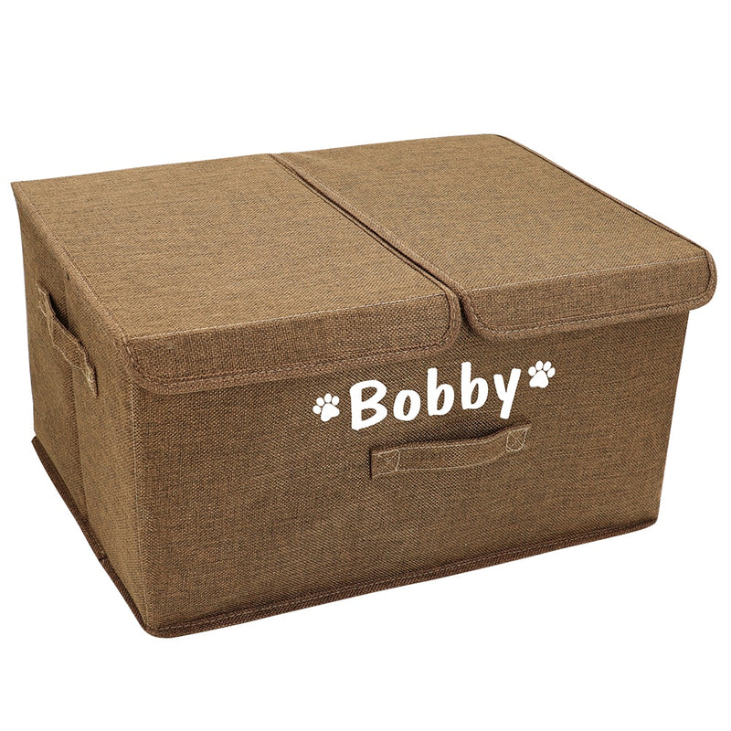 Custom Dog Toy Box Canvas Storage Bin Collapsible Pet Supplies Storage Basket For Organizing Pet Toys Leash Clothes Accessories