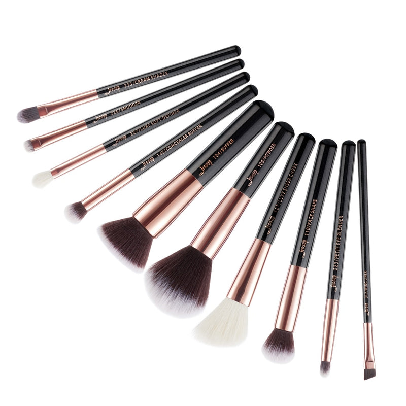 Jessup Makeup Brushes Kit 6-25pcs Black/Rose Gold Powder Foundation Eyeshadow Line Highlighter Concealer Blender Cosmetic Set