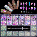 21 Grids Crystals Diamonds Nail Strasssteine ​​Set 3100pcs FlatBack Strasssteine ​​Kit funkelnde Nail Art mit 1 Stift für Dekorationen