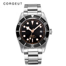 Corgeut Luxury Brand Black Dial Men NH35 Miyota Automatic Mechanical Watch Military Sport Swim Steel Mechanical Wrist Watches