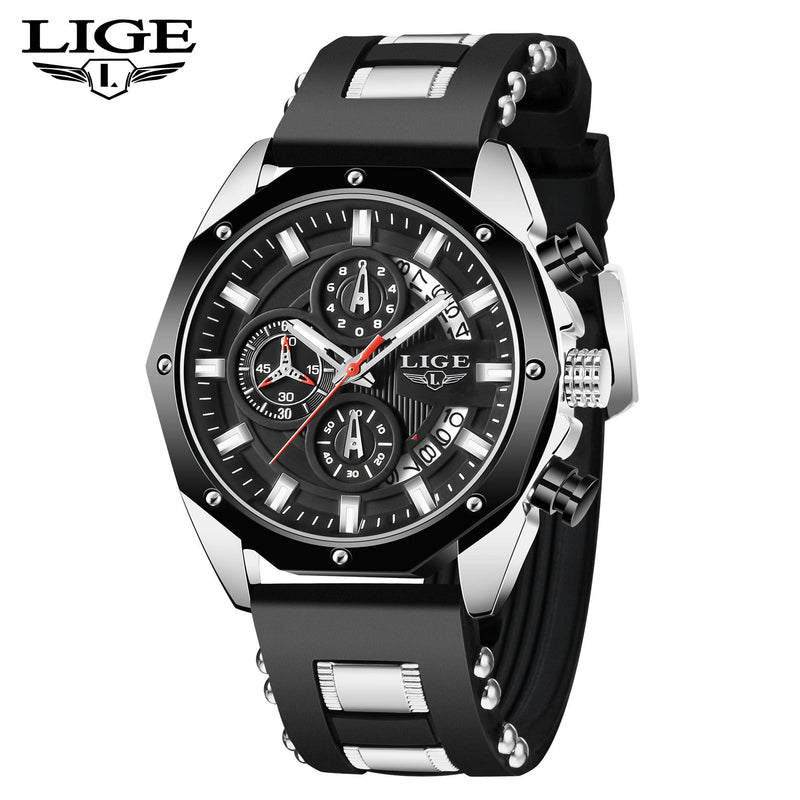 2022 NEW Top LIGE Brand Casual Fashion Watches for Man Sport Military Silicagel Wrist Watch Men Watch Chronograph Relojes Hombre