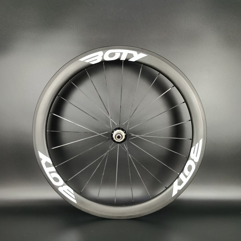 BOTY calcomanías blancas 700C ruedas de carbono ligeras para bicicleta de carretera 50mm de profundidad 25mm de ancho clincher/juego de ruedas tubulares de carbono para bicicleta con cubo R36
