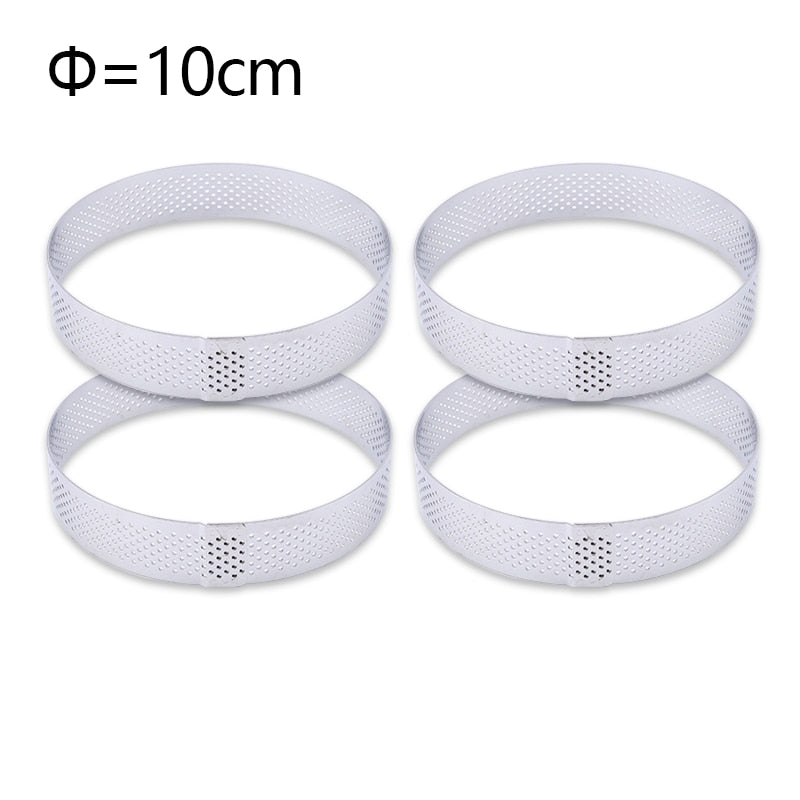 6 8 10 CM Stainless Steel Tart Mold Ring Tartlet Cake Mousse Molds Cookies Pastry Circle Cutter Pie Ring Perforated